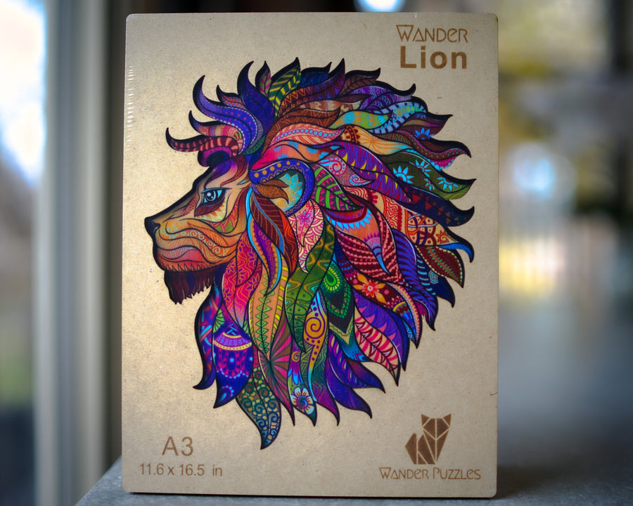 Wander King Lion- Wooden Jigsaw Puzzle - Large A3 - 11.6" x 16.5"